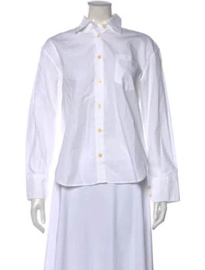 Pre-owned Maria Mcmanus Long Sleeve Button-up Top In White