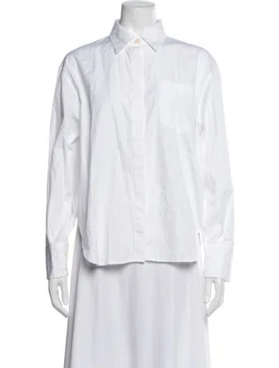 Pre-owned Maria Mcmanus Long Sleeve Button-up Top In White
