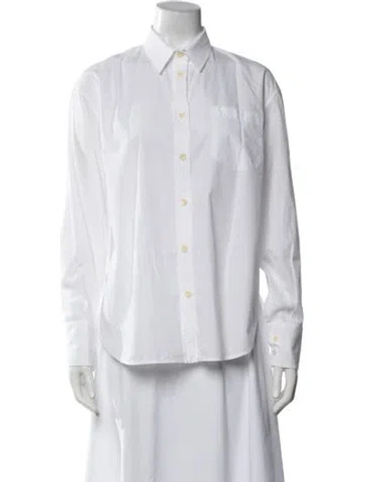 Pre-owned Maria Mcmanus Long Sleeve Button-up Top In White