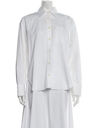 Pre-owned Maria Mcmanus Long Sleeve Button-up Top In White