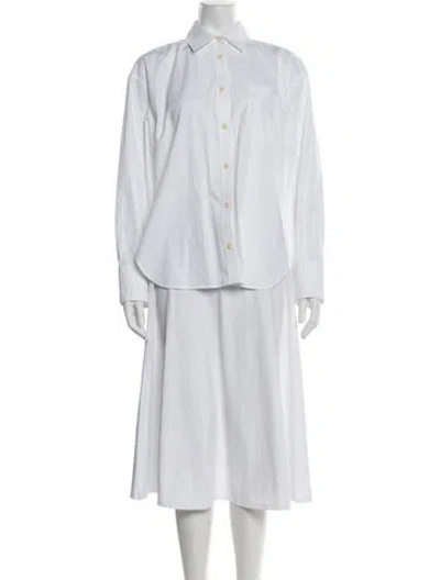 Pre-owned Maria Mcmanus Long Sleeve Button-up Top In White