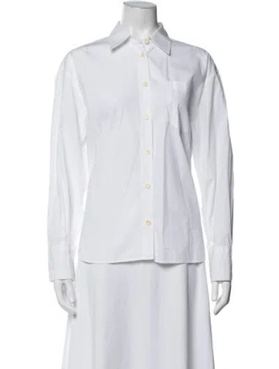 Pre-owned Maria Mcmanus Long Sleeve Button-up Top In White