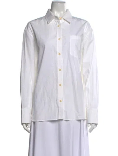 Pre-owned Maria Mcmanus Long Sleeve Button-up Top In White