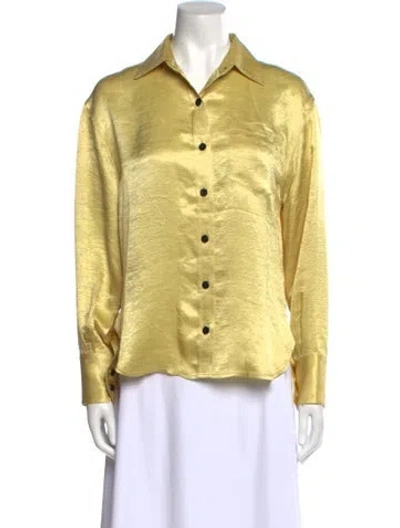 Pre-owned Maria Mcmanus Long Sleeve Button-up Top In Yellow