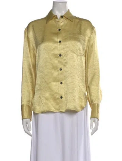 Pre-owned Maria Mcmanus Long Sleeve Button-up Top In Yellow