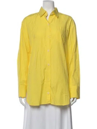 Pre-owned Maria Mcmanus Long Sleeve Button-up Top In Yellow