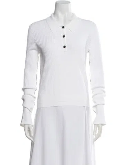 Pre-owned Maria Mcmanus Long Sleeve Polo In White