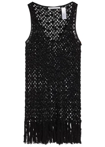Maria Mcmanus Crochet-knit Fringed Tank Top In Black