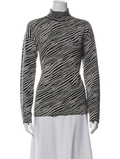 Pre-owned Maria Mcmanus Merino Wool Animal Print Sweater In Black/white