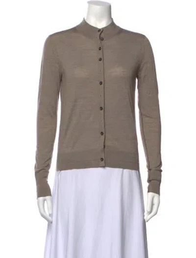 Pre-owned Maria Mcmanus Merino Wool Mock Neck Sweater In Neutrals