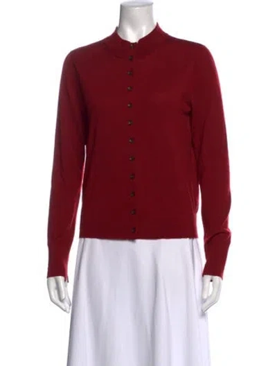 Pre-owned Maria Mcmanus Merino Wool Open Front Sweater In Red