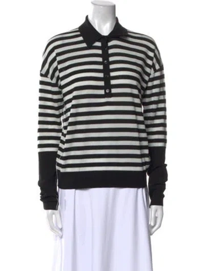 Pre-owned Maria Mcmanus Merino Wool Striped Sweater In Black