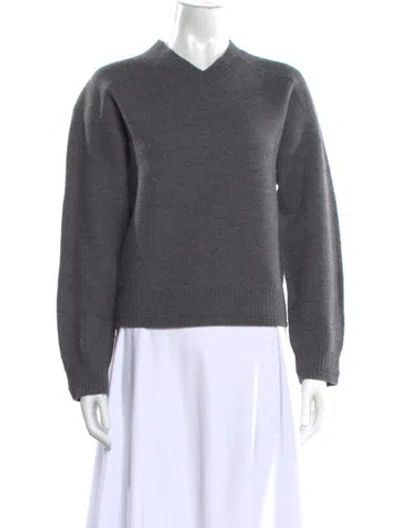 Pre-owned Maria Mcmanus Merino Wool V-neck Sweater In Gray