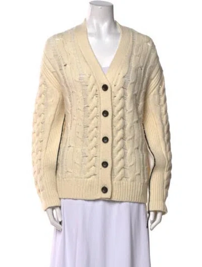 Pre-owned Maria Mcmanus Merino Wool V-neck Sweater In Neutral