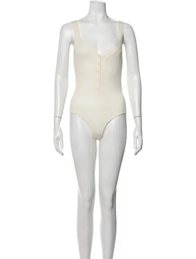 Pre-owned Maria Mcmanus Merino Wool V-neck Sweater In Neutrals