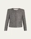 Maria Mcmanus Metallic Paillette Tweed Shrunken Jacket In Silver Black