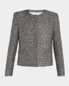 Maria Mcmanus Metallic Paillette Tweed Shrunken Jacket In Silver Black
