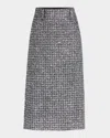 Maria Mcmanus Metallic Tweed Midi Pencil Skirt In Silver Black