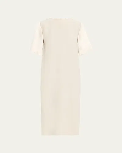 Maria Mcmanus Mixed-media Short-sleeve Midi T-shirt Dress In Neutral