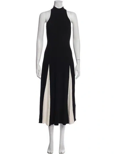 Pre-owned Maria Mcmanus Mock Neck Long Dress In Blue