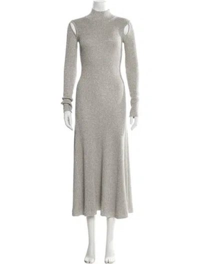 Pre-owned Maria Mcmanus Mock Neck Long Dress In Grey