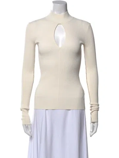 Pre-owned Maria Mcmanus Mock Neck Long Sleeve Top In Neutral
