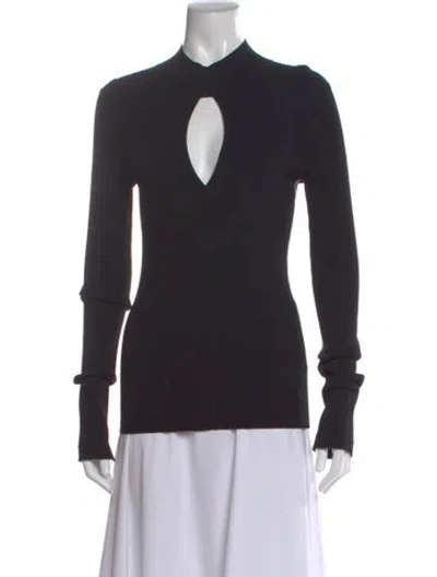 Pre-owned Maria Mcmanus Mock Neck Long Sleeve Top W/ Tags In Black