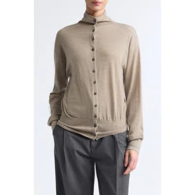 Maria Mcmanus Mock Neck Wool Cardigan In Neutral