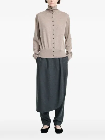 Maria Mcmanus Mock-neck Wool Cardigan In Neutral