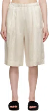 Maria Mcmanus Off-white Flap Pocket Basketball Shorts In Glossy Champagne