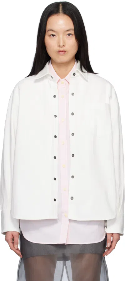 Maria Mcmanus Off-white Oversized Snap Denim Shirt In Snow White