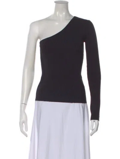 Pre-owned Maria Mcmanus One-shoulder Long Sleeve Top In Black