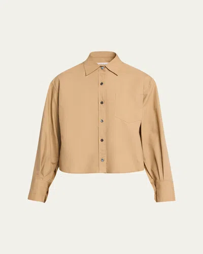 Maria Mcmanus Organic Cotton Cropped Button-down Shirt In Neutral