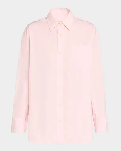 Maria Mcmanus Oversized Button-down Tunic Shirt In Pale Pink