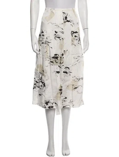 Pre-owned Maria Mcmanus Patterned Midi Length Skirt W/ Tags In White