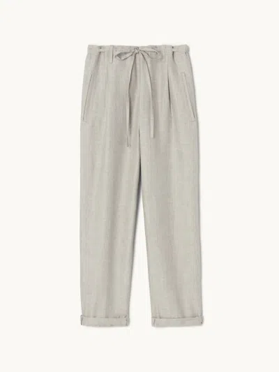 Maria Mcmanus Pearl-button Drawstring Trouser Grey Chambray L In Gray