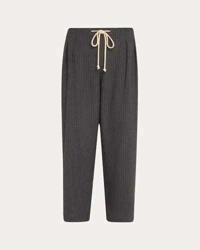Maria Mcmanus Pinstripe Cosy Drawstring Wool Pants In Charcoal Pinstripe