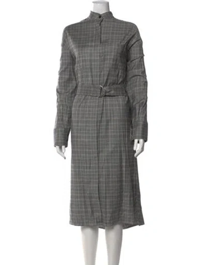 Pre-owned Maria Mcmanus Plaid Print Midi Length Dress W/ Tags In Grey