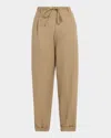 Maria Mcmanus Pleated Straight-leg Drawstring Trousers In Neutral