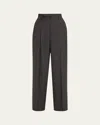 Maria Mcmanus Pleated Wide Leg Wool Trousers In Charcoal Glen Plaid