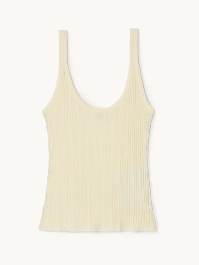 Maria Mcmanus Pointelle Slim Tank Ivory L In Yellow