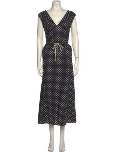 Pre-owned Maria Mcmanus Polka Dot Print Long Dress In Black