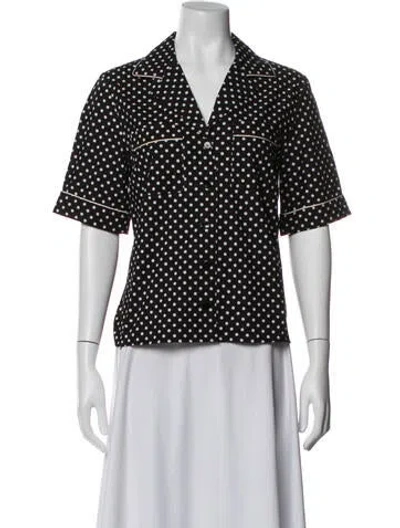 Pre-owned Maria Mcmanus Polka Dot Print V-neck Top In Black