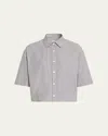 Maria Mcmanus Railroad Stripe Cropped Oversized Shirt
