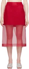 MARIA MCMANUS RED LINED SHEER MIDI SKIRT