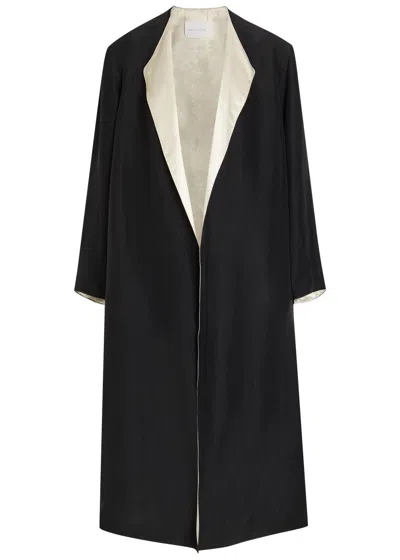 Maria Mcmanus Reversible Organic Twill And Hammered-satin Coat In Black