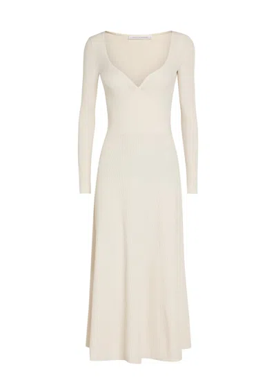 Maria Mcmanus Ribbed-knit Midi Dress In Neutral