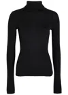 Maria Mcmanus Ribbed Turtle-neck Merino Wool Top In Black