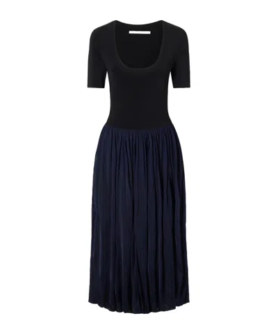 Maria Mcmanus Ribbed Woven Midi Dress In Blue