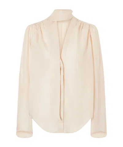 Maria Mcmanus Scarf-detailed Satin Blouse In Neutral